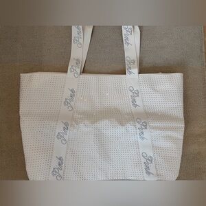 PINK Victoria's Secret Winter White Tote with full coverage rhinestone sparkles